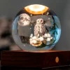 Boule en cristal et verre design Chouette & lune - Ø 8 x H 12 cm