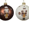 Boule en verre finition mate wool white et espresso avec décor casse-noisette - Ø 8 cm