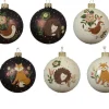 Boule en verre émaillée mate avec animaux de la forêt - Ø 8 cm