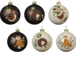 Boule en verre émaillée mate avec animaux de la forêt - Ø 8 cm