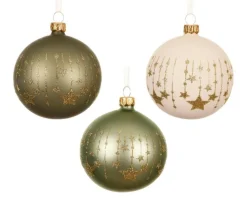 Boule en verre mate avec décor étoiles - Ø 8 cm