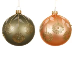 Boule en verre mate avec fleurs - Ø 8 cm