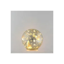 Boule lumineuse LED à lumière fixe or à piles - 12 cm