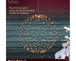 Boule lumineuse noire à 240 micro-LED blanc orangé pour extérieur - Ø 38 cm