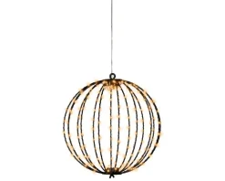 Boule lumineuse noire à 192 micro-LED blanc orangé pour extérieur - Ø 28 cm