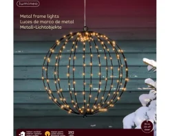 Boule lumineuse noire à 192 micro-LED blanc orangé pour extérieur - Ø 28 cm