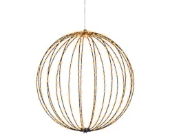 Boule lumineuse noire à 480 micro-LED blanc orangé pour extérieur - Ø 58 cm