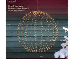 Boule lumineuse noire à 480 micro-LED blanc orangé pour extérieur - Ø 58 cm