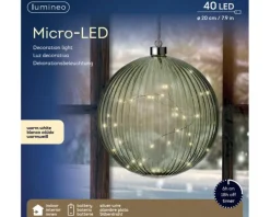Boule lumineuse verte avec 40 micro LED blanc chaud - Ø 20 cm