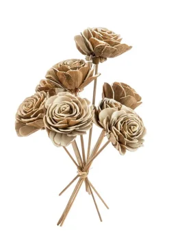 Bouquet de 8 fleurs artificielles écorse de rose coloris blanc - Ø 6 cm