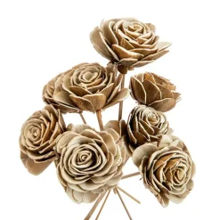 Bouquet de 8 fleurs artificielles écorse de rose coloris blanc - Ø 6 cm