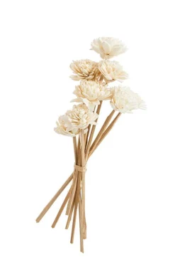 Bouquet de 8 fleurs artificielles Zinia coloris blanc - Ø 4 cm