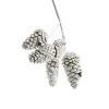 Bouquet de 5 pommes de pin tigées teintées argent pour décoration de Noël