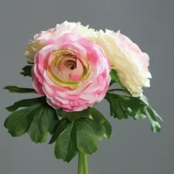 Bouquet de 3 renoncules artificielles roses - 20 cm