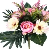 Bouquet de fleurs artificielles Pivoine et Gerbera crème et rose – Les 12 fleurs