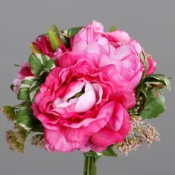 Bouquet de pivoines rose vif artificielles - 20 cm