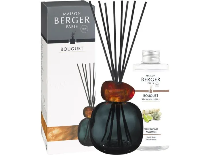 Bouquet parfumé noir/ambre Maison Berger minéral parfum Terre sauvage - 180 ml