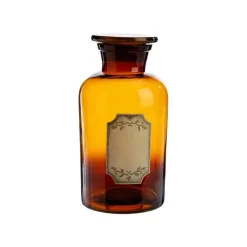 Bouteille déco style herboristerie en verre fumé ocre - Ø 10,5 x H 20,5 cm