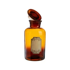 Bouteille déco style herboristerie en verre fumé ocre - Ø 10,5 x H 20,5 cm