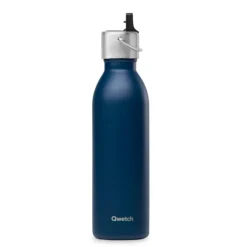Bouteille isotherme en inox recyclé coloris bleu marine avec bouchon sport Qwetch Active Matt - 600 ml