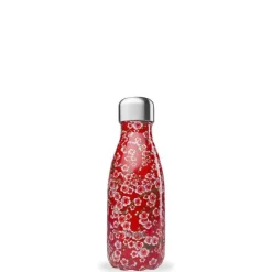 Bouteille isotherme Qwetch en inox Flowers rouge 260 ml