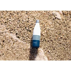 Bouteille isotherme Qwetch en inox Marinière bleu blanc 500 ml