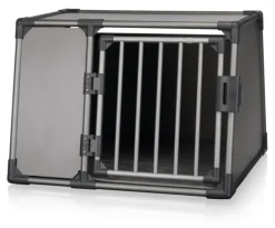 Box de transport pour chien en aluminium coloris gris graphite Trixie - 92 x 64 x 78 cm