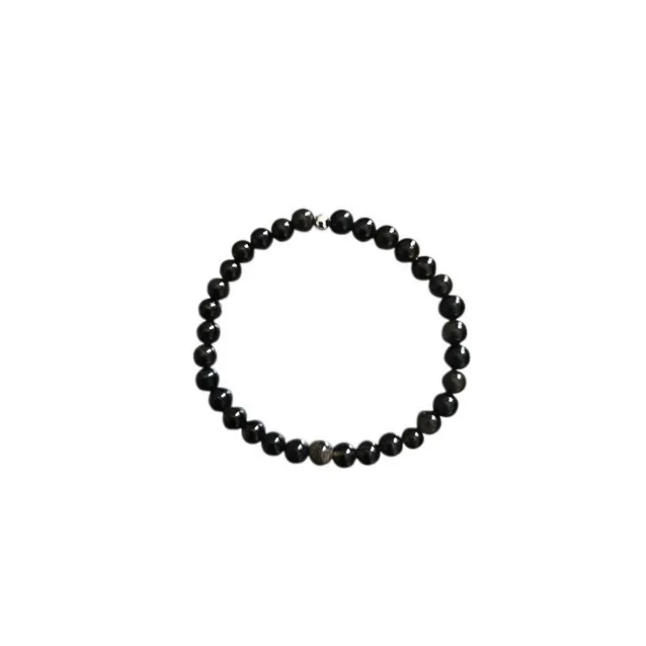 Bracelet obsidienne dorée 6mm