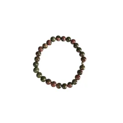 Bracelet unakite vert 6mm