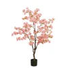 Branche artificielle de cerisier en fleurs en pot coloris rose - 138 x 40 cm
