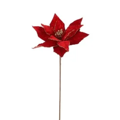 Branche artificielle de poinsettia rouge - H 65 cm