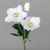 Branche artificielle d’Hellébore blanc 3 fleurs – 34 cm