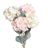 Branche artificielle hortensia avec 2 têtes coloris rose - 64 cm