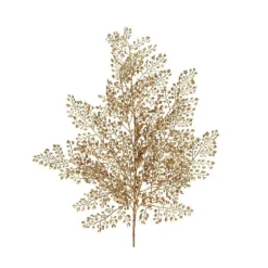 Branche artificielle sur tige dorée à paillettes - 30 x 4 x 68 cm