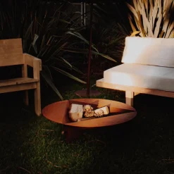 Brasero de sol en acier coloris cognac Oyat 80 - Ø 80 x H 24,5 cm