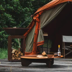 Brasero de sol en acier coloris cognac Oyat Corten 120 - Ø 120 x H 24,5 cm