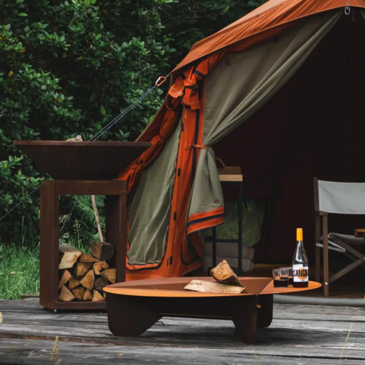 Brasero de sol en acier coloris cognac Oyat Corten 120 - Ø 120 x H 24,5 cm