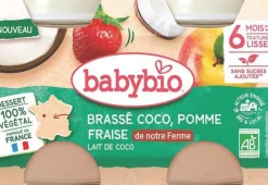 Brassé végétal coco pomme fraise Babybio 6 mois – 2 x 130 g