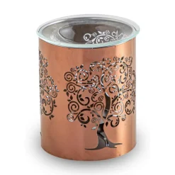Brûle-parfum arbre sacré coloris orange en métal Zen' Arôme
