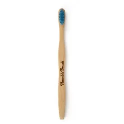 Brosse à dents pour adulte en bambou souple coloris bleu