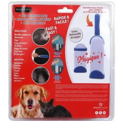 Brosse anti-poils magique coloris bleu Wouapy