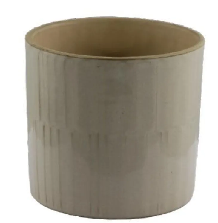 Cache-pot coloris beige en céramique - Ø 23,5 x 19,8 cm