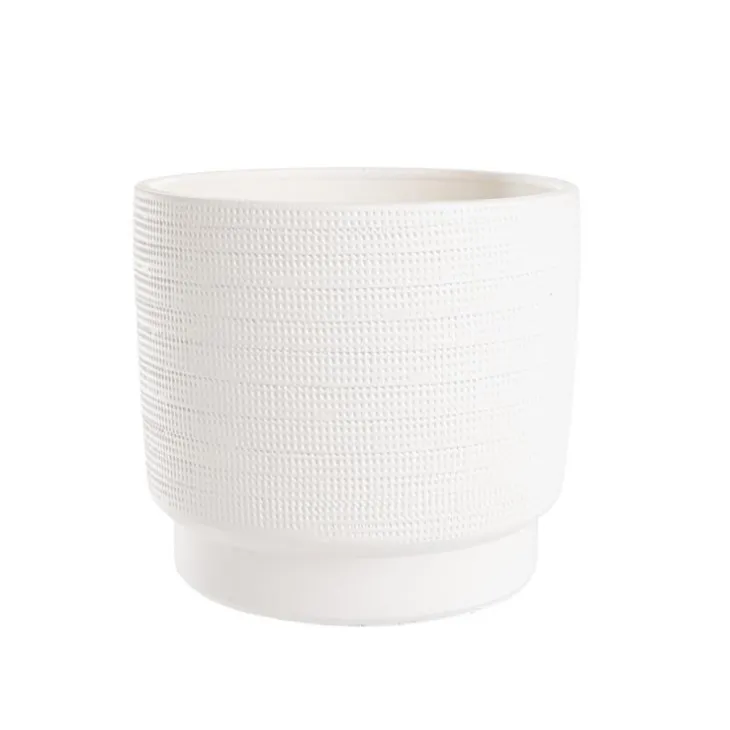 Cache-pot coloris blanc Madeira - 14,5 x 13 cm