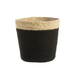Cache-pot coloris noir vannerie naturelle - 30 x 28 x 25 cm