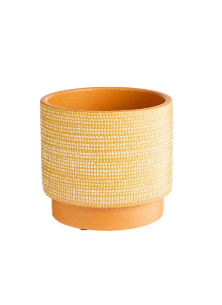 Cache-pot coloris ocre et Terracotta Madeira - Ø 17 x H 15 cm