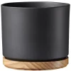 Cache-pot en bois et céramique gris anthracite Oslo - Ø 22 x H 20 cm