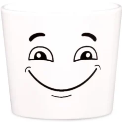Cache-pot en céramique blanc motif sourire Scheurich 870 Vibes - Ø 9 cm