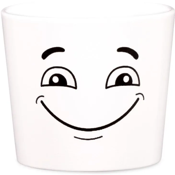 Cache-pot en céramique blanc motif sourire Scheurich 870 Vibes - Ø 9 cm
