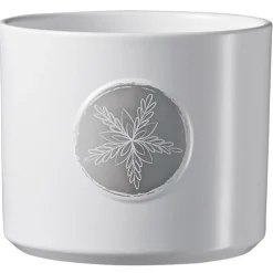 Cache-pot en céramique blanc à motif argent Winter Friends - Ø 13 x H 11 cm
