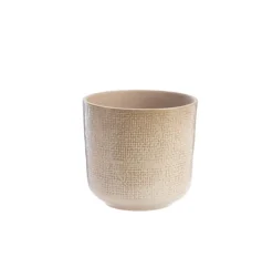 Cache-pot en céramique coloris jute crème Sandstone – 13,5 x 13 cm